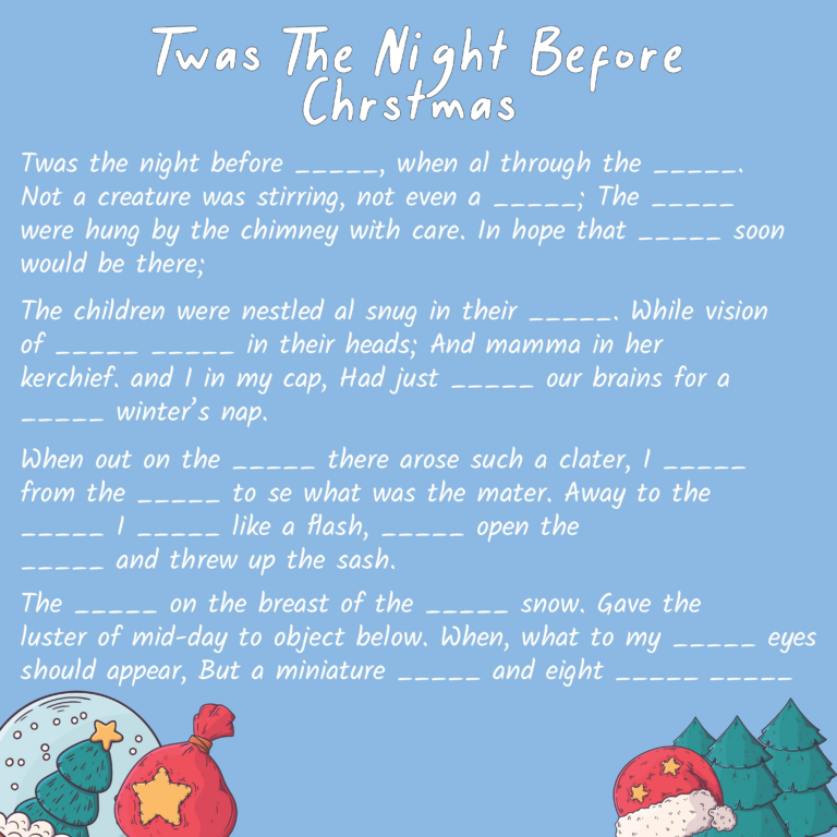 Twas The Night Before Christmas Mad Libs Free Printable Printable Mad Twas The Night Before Christmas Mad Libs Free Printable Printable Mad