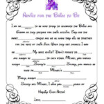 Bridal Shower Custom Disney Mad Libs
