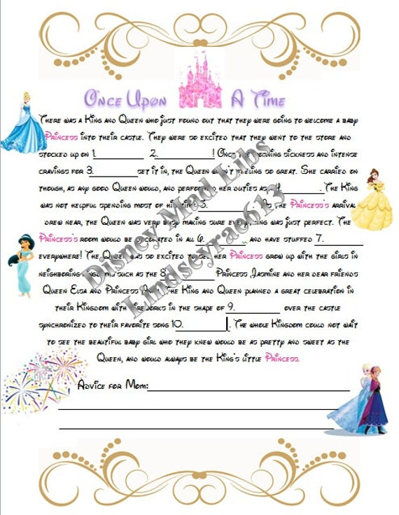 Instant Download Disney Princess Baby Shower Mad Libs Baby
