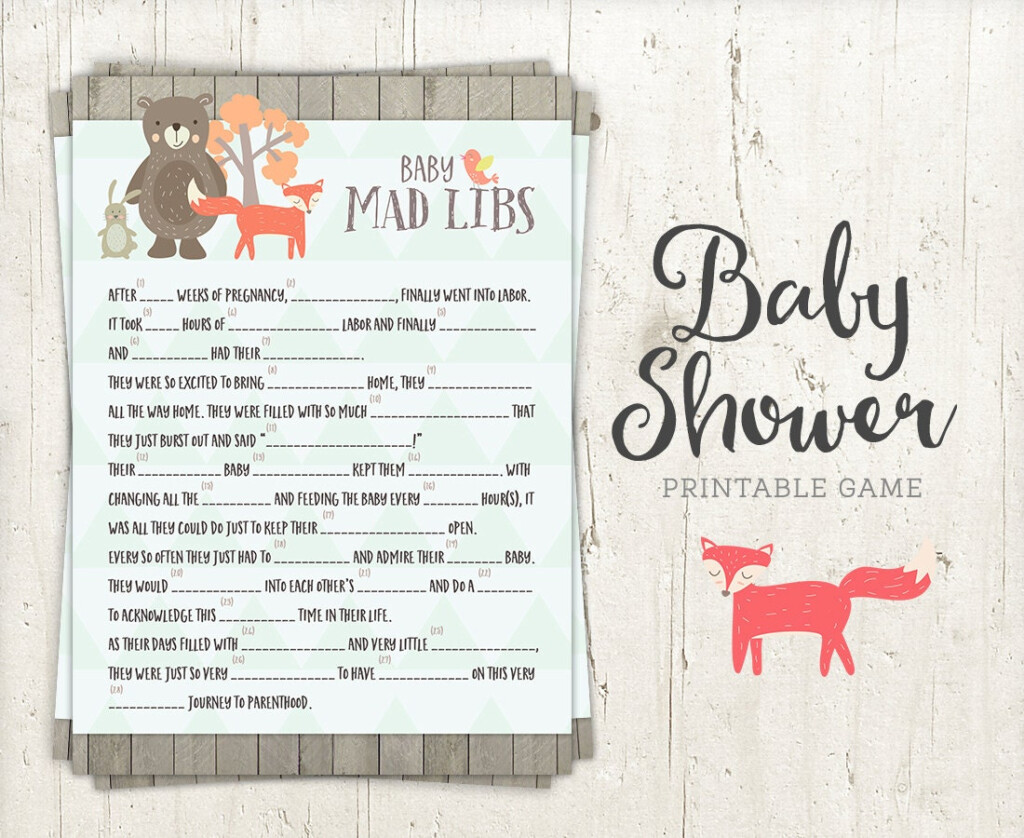 Mad Libs Game Baby Shower Game Printable Fun Baby Shower