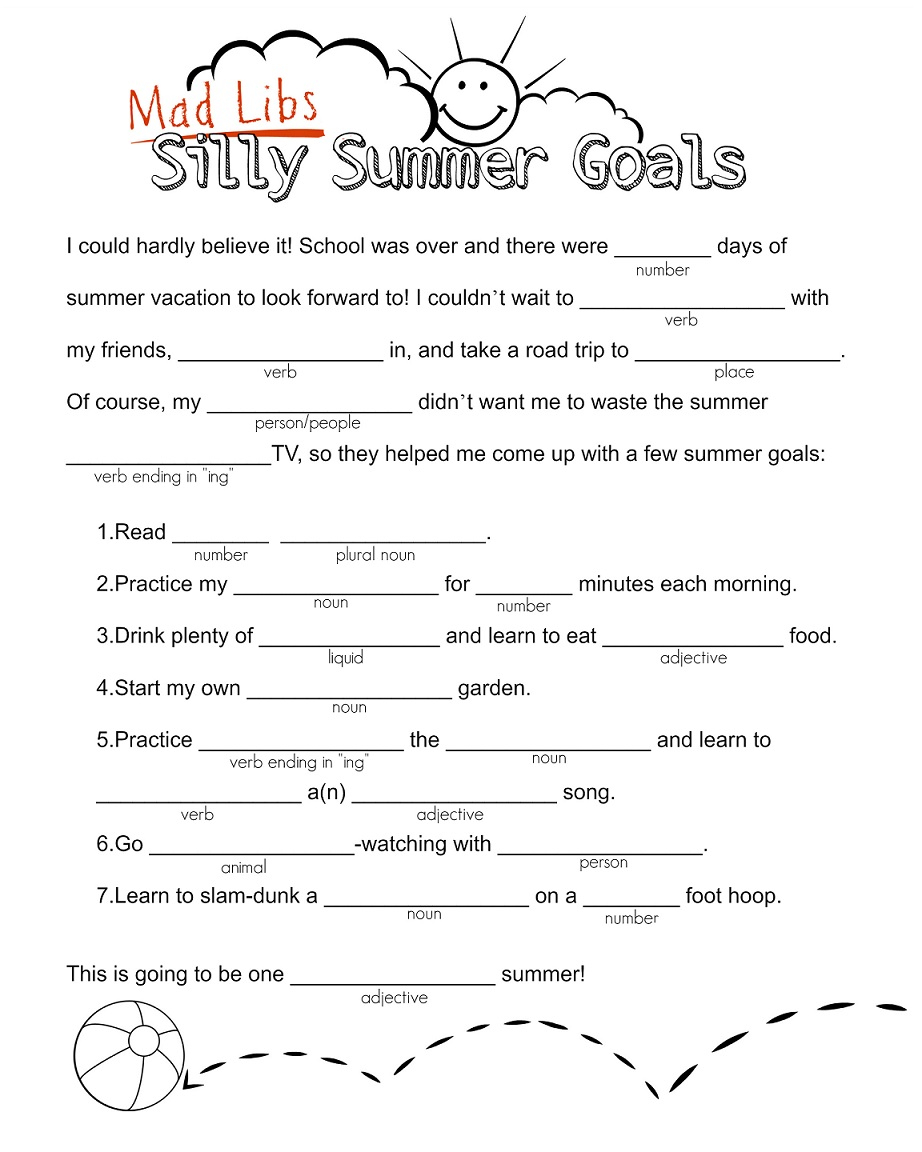 Silly Summer Goals Mad Lib Scholastic Parents