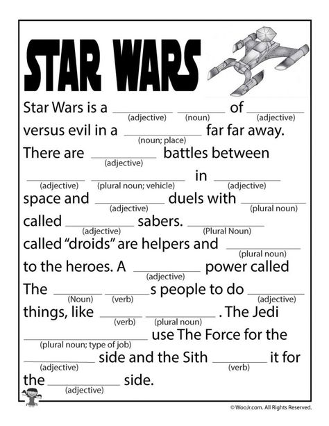 Star Wars Fill In The Blank Mad Libs Woo Jr Kids Activities In 2020
