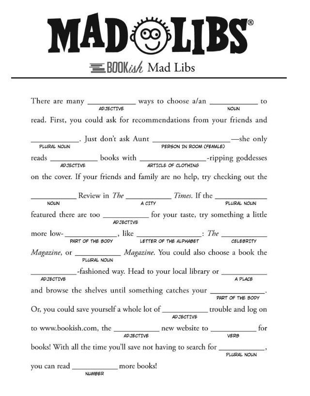 Super Silly Mad Libs Junior Printable