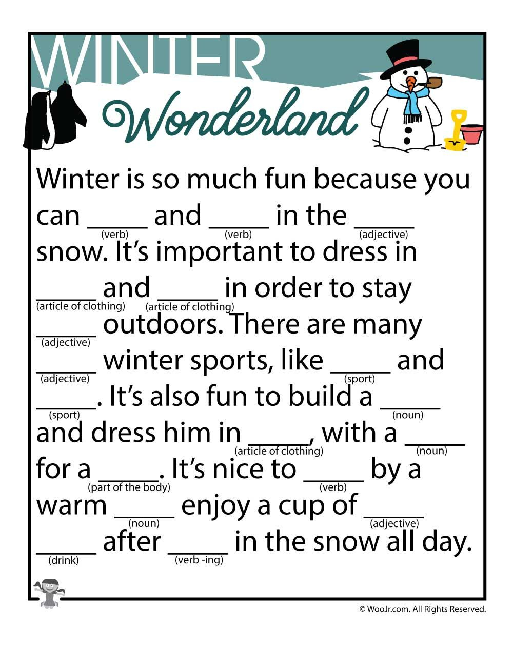 Winter Mad Libs Woo Jr Kids Activities Kids Mad Libs Funny Winter Mad Libs Woo Jr Kids Activities Kids Mad Libs Funny