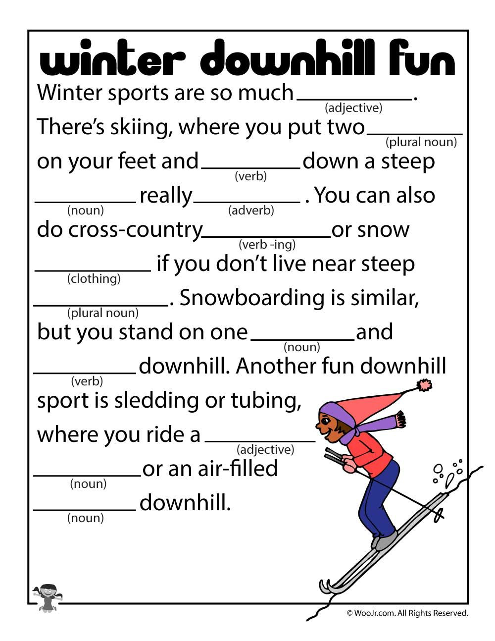 Winter Sports Mad Lib Woo Jr Kids Activities Activities For Kids Winter Sports Mad Lib Woo Jr Kids Activities Activities For Kids